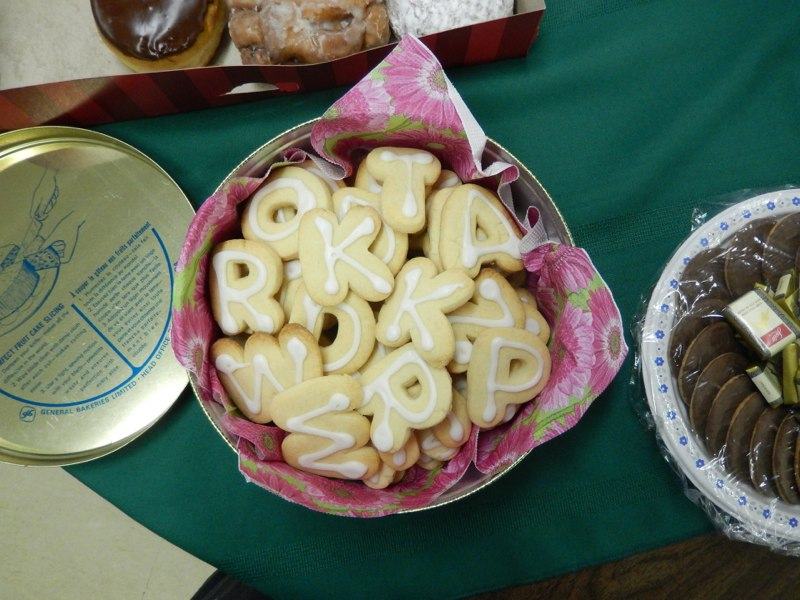 Cookies in the shapes of the letters of the Roman majuscule alphabet