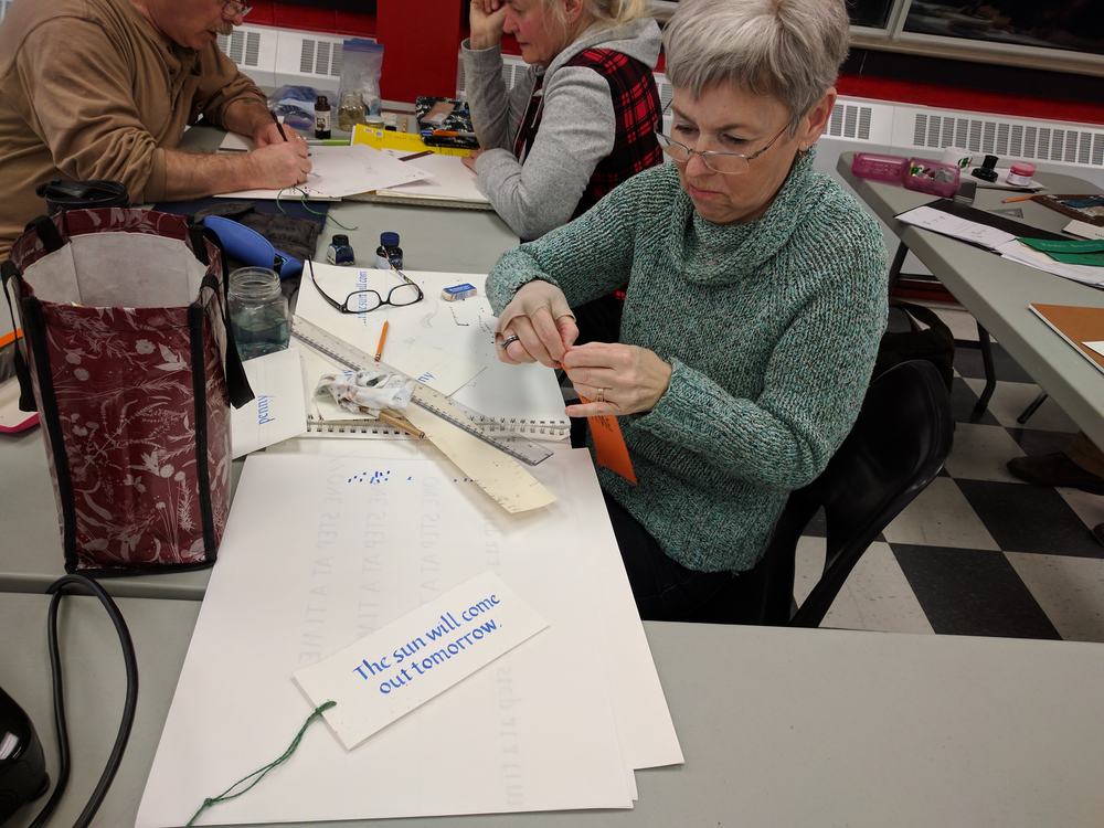 Students creating weathergrams on the last day of class
